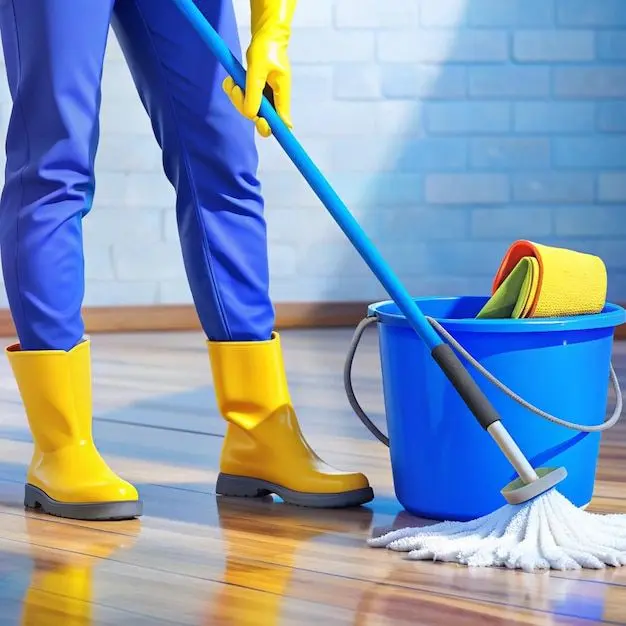 Professional cleaning service with cleaning supplies
